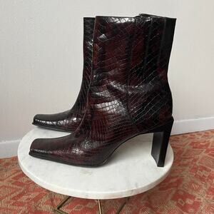 Epic vtg 90s brown snakeskin leather boots by Nine West